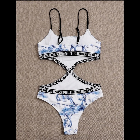NWOT shein animal graphic print one piece swim - Picture 2 of 3